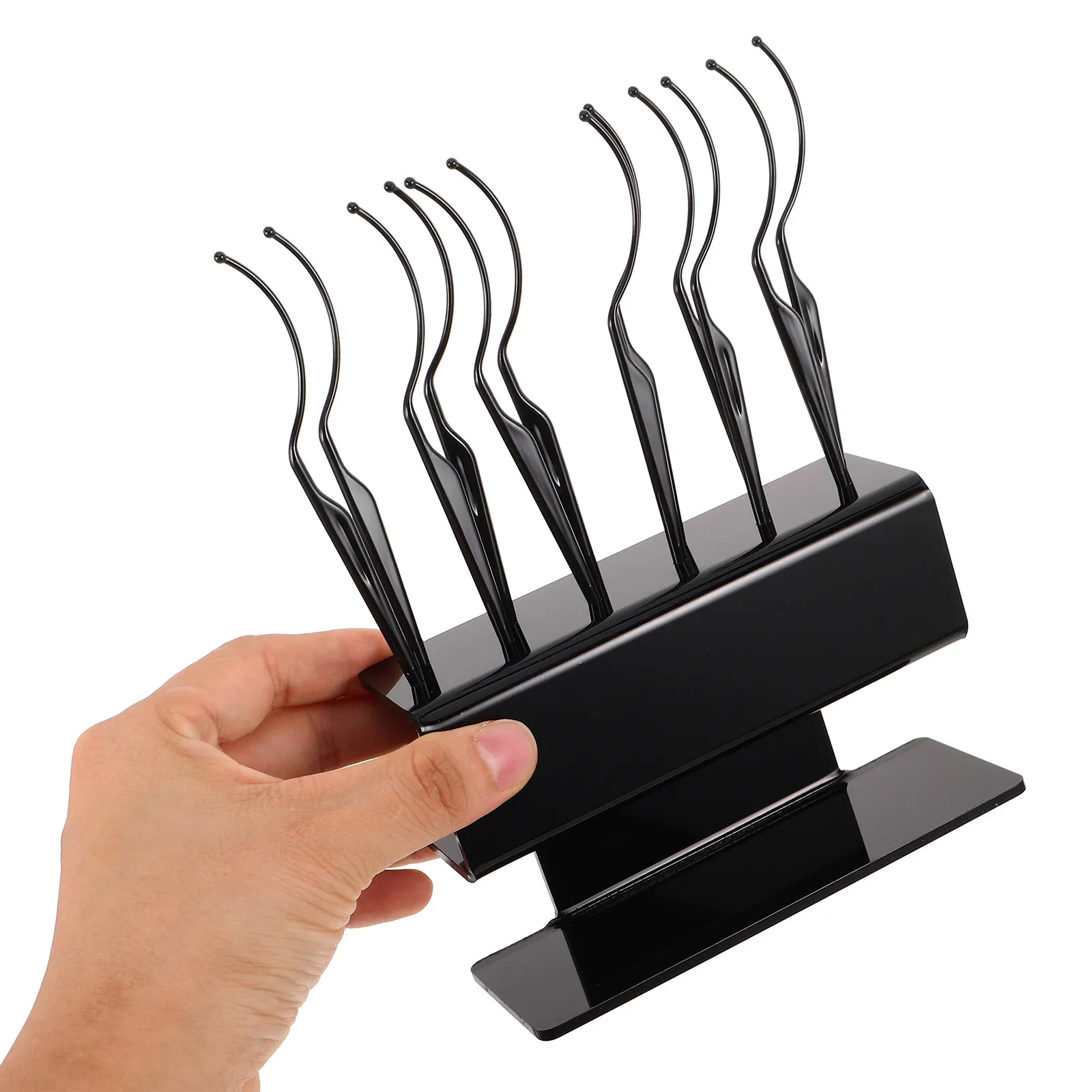 1Set Sturdy Black Eyelash Display Rack False Lash Organizer Stand for Eyelash Extension Tools Lash Storage Holder with 12 Curved