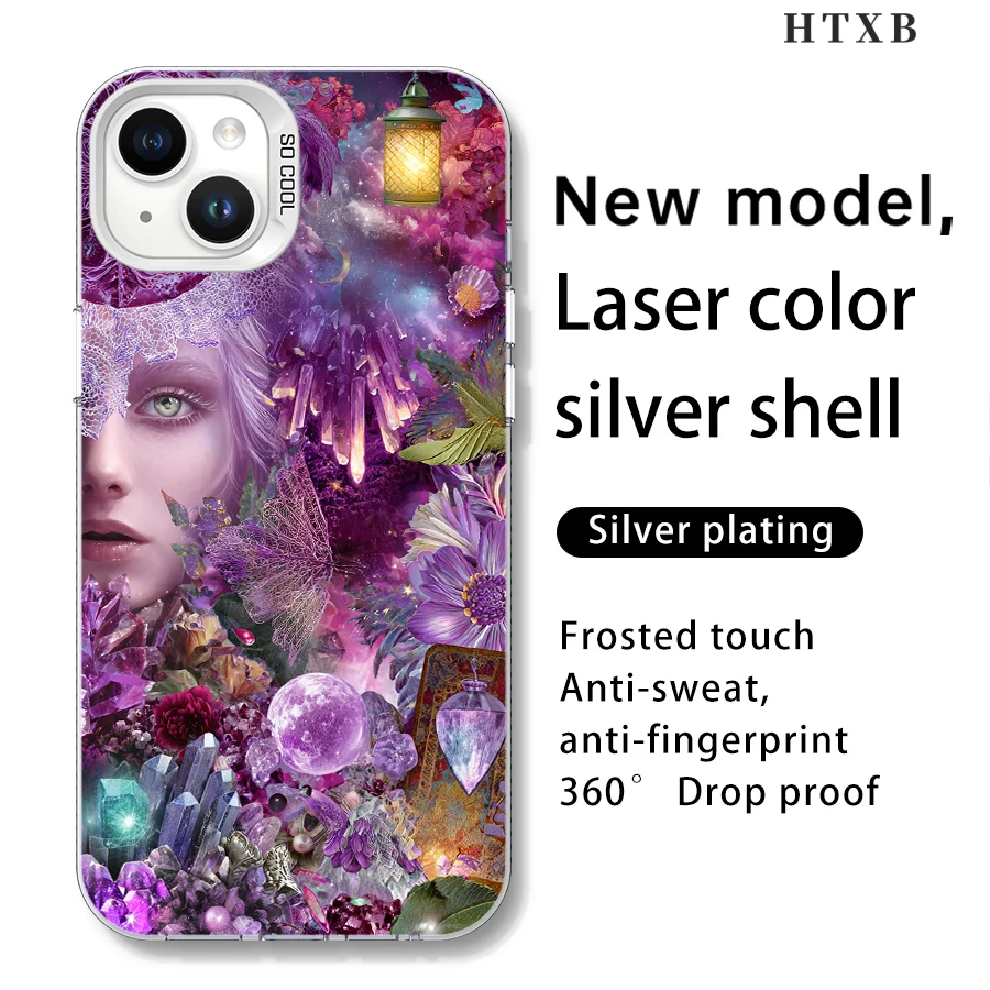 عالم غامض لحافظة الهاتف الأرجواني الوهمي لهاتف iPhone 17 إلى 11 Pro Max Plus