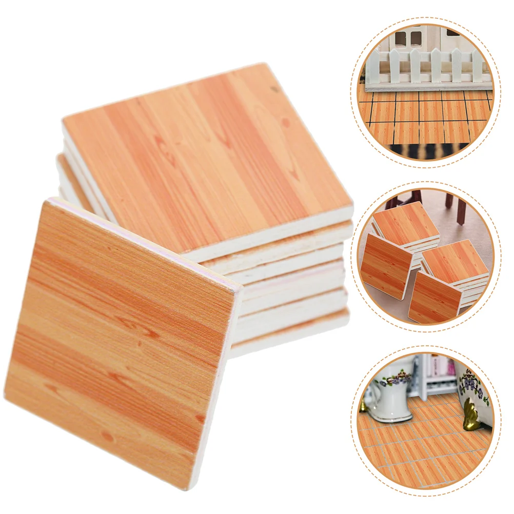 27 Pcs Wooden Floor Miniature House Building Kits Flooring 1/ 12 Furniture Landscape Decoration Tiles