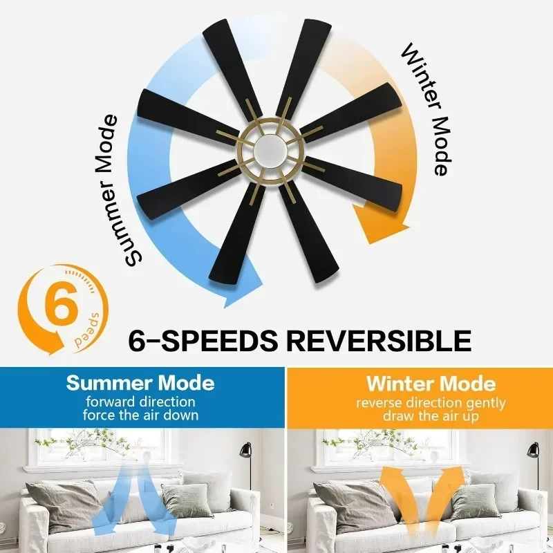 WINGBO-ventilador de techo con Motor Reversible, aparato de refrigeración portátil, Moderno