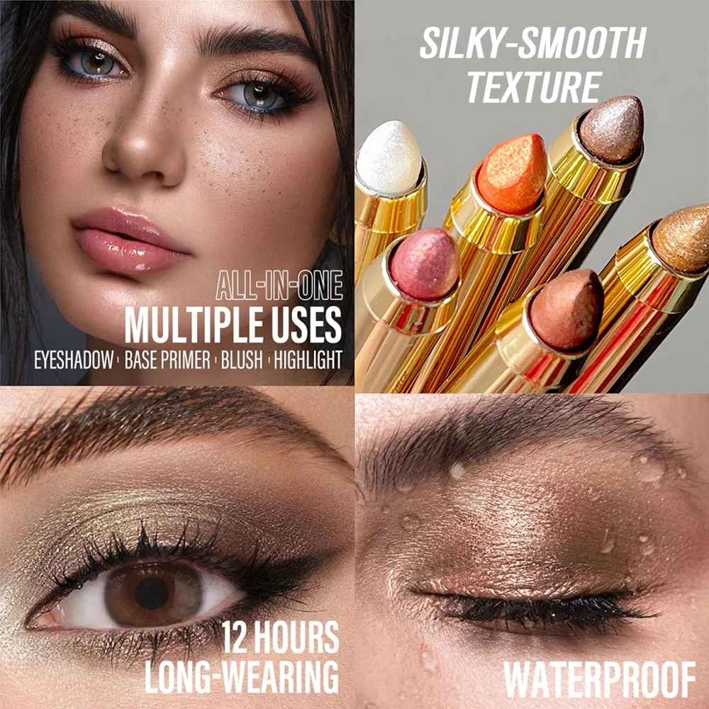 أقلام تفتيح لامعة على الوجهين لظلال العيون مع مجموعات بطانة ظلال عيون لامعة لؤلؤية غير لامعة