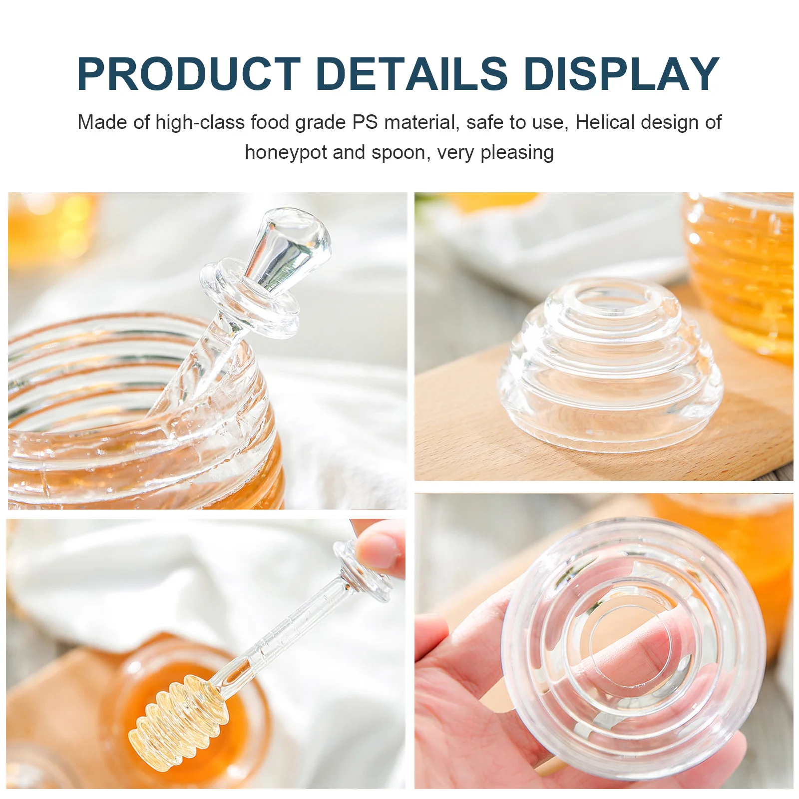 

Honey Storage Jar Honey Pot Container Syrup Transparent Plastic Dipper Dispenser Smooth Surface Various Uses Pickle Pepper