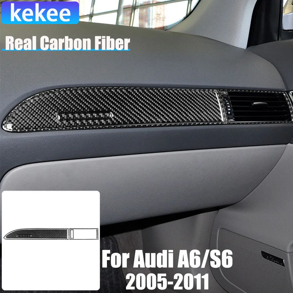 

Real Carbon Fiber Car Accessories Passenger Panel Trim Cover Soft Sticker For Audi A6/S6 C6 2005 2006 2007 2008 2009 2010 2011