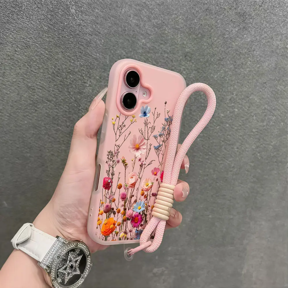 Lanyard Colorful Floral Phone Case For Samsung Galaxy S26 S25 S21 S24 S23 Ultra Plus A56 A37 A36 A54 Wrist Strap Lanyard Cover view 4