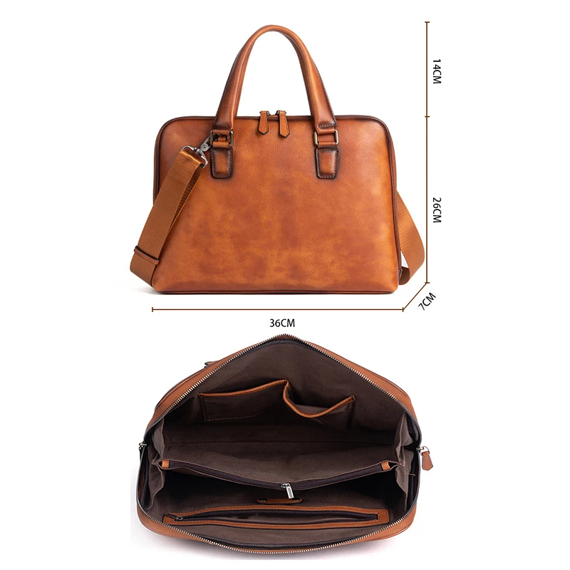 100% natürliche Rindsleder Männer Aktentasche Aus Echtem Leder männer Laptop Aktentasche Tasche Vintage Männlichen Business Handtasche Männer Schulter Tasche