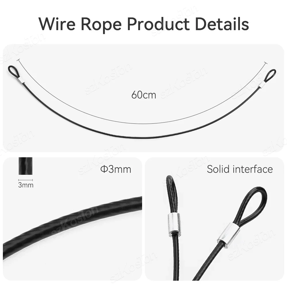 Anti-lost Wire Rope Safety Rope For GoPro 13 12 11 10 9 8 7 SJCAM AKASO Insta360 X5 X4 X3 DJI Osmo Action 5 4 Pocket 3 Accessory