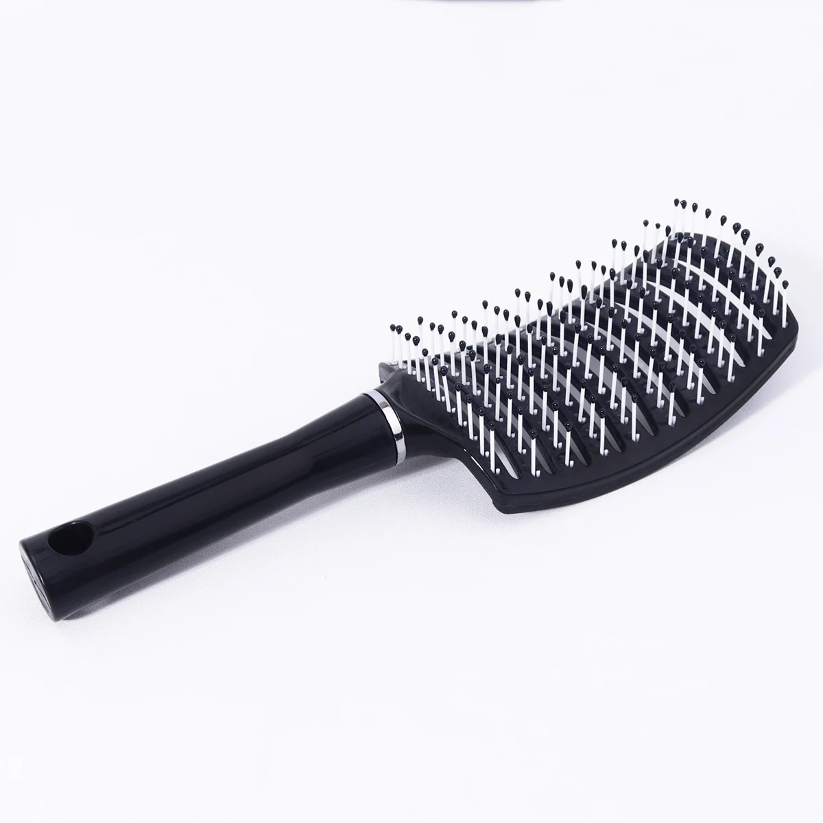 1pc Black Large Curved Nylon Hair Brush Design Ventilation Brush, Scalp Massage Comb, Special for Real Hair Wigs