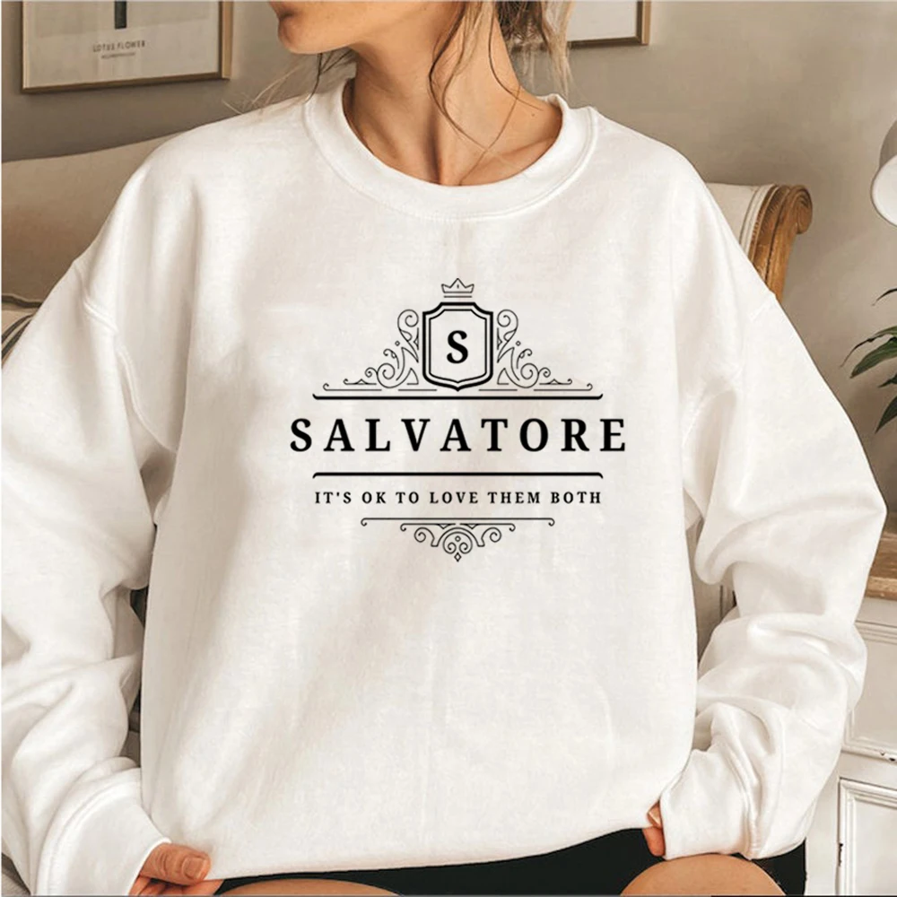 Salvatoreそれはどちらもスウェットシャツの両方を愛していますVampire brothers Hoodie mysqlfallスウェットシャツユニセックス長袖プルオーバートップ