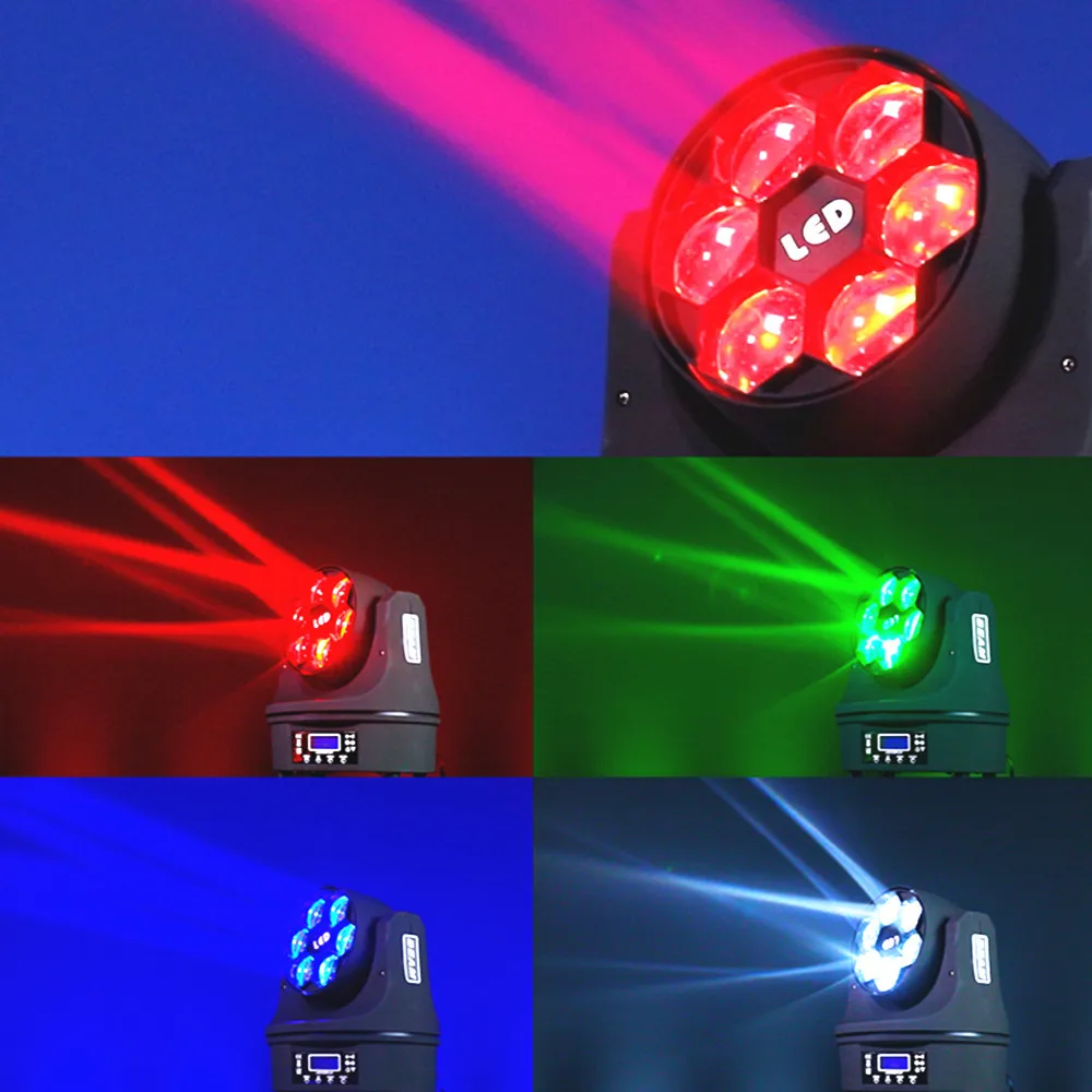 LED 6x15W Beam+Wash Six Bees Eyes RGBW DMX512 Stage Effect Lighting Good For Disco DJ Party KTV Dance Floor Clubs And Wedding