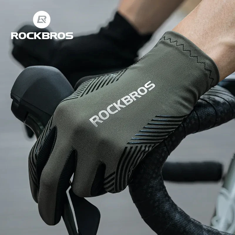 

ROCKBROS Spring Touch Screen Bicycle Gloves Full Finger Comfortable Breathable Resistance Windproof SBR Palm Bike Gloves