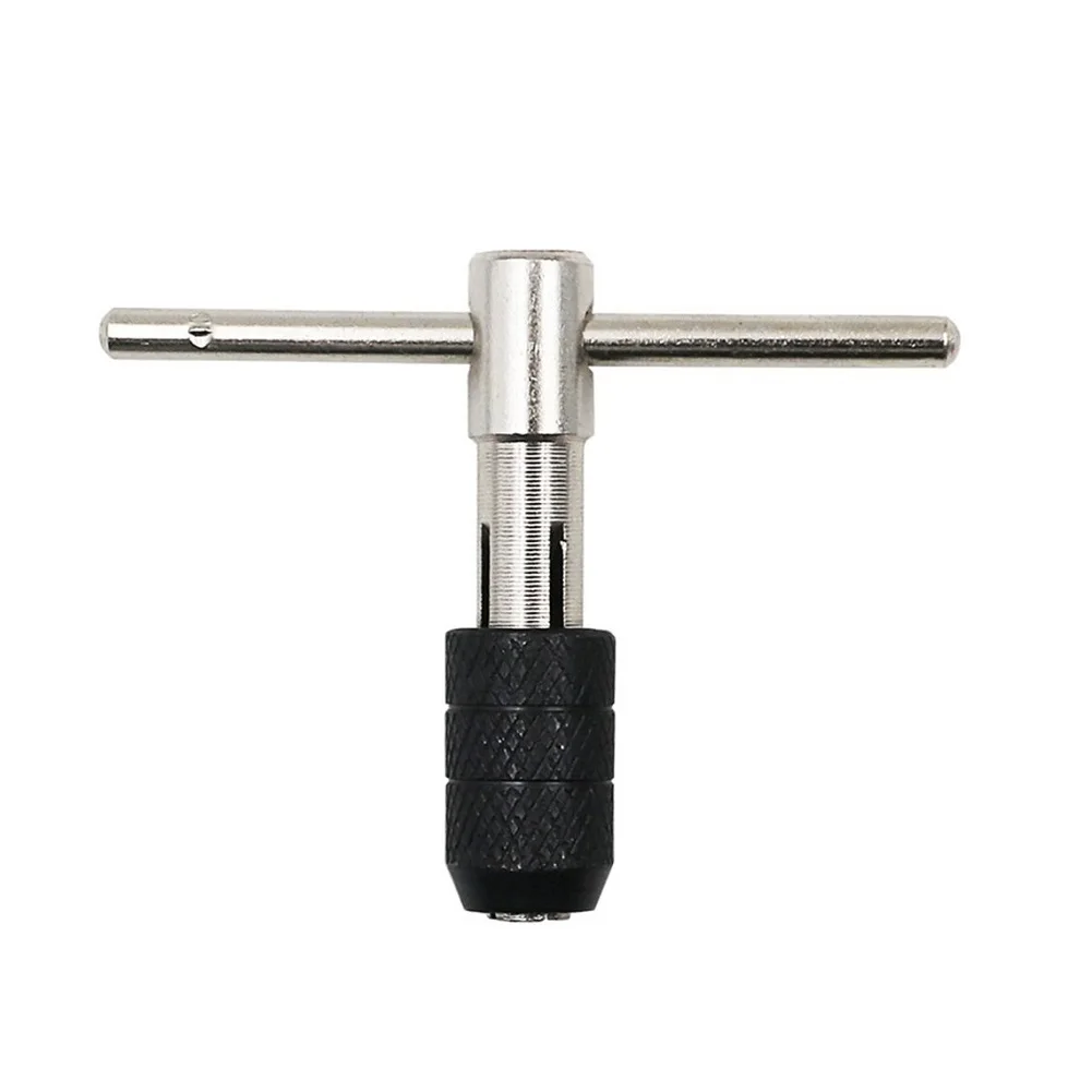 Adjustable T-Handle Tap Wrench 9pcs Set M5 M6 with 4 Metric Screw Taps and 4 Drill Bits for Precision Threading Work view 3
