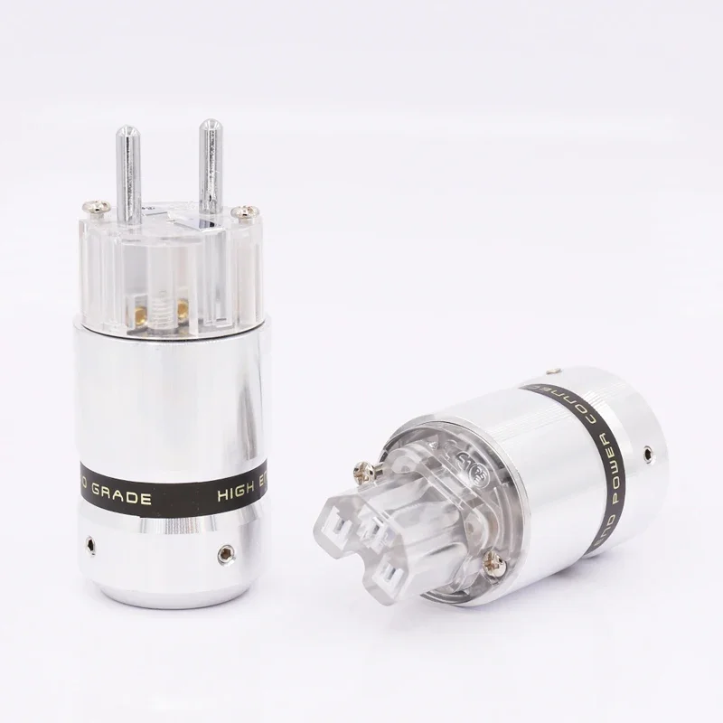 Audiocrast-enchufe macho Schuko, accesorio chapado en rodio, Hifi, Figura 8 IEC C7, enchufe hembra, Cable de alimentación DIY