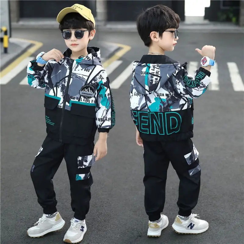 Spring Autumn Baby Boys 2Pcs Sports Tracksuit Set with Zipper Jacket And Pants Toddler Casual Costume Children's Clothing