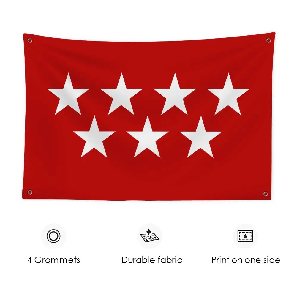 

Community Of Madrid Spain Flags 3x5 Ft Custom Banner For Garage Door Room Decor Wall Out Decoration With Metal Buckle
