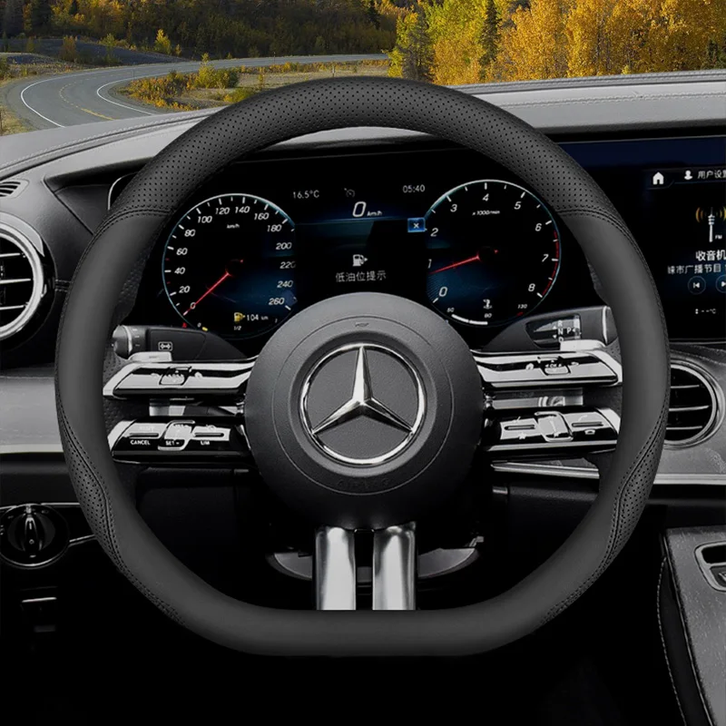 

For Mercedes-Benz E Class C Class C260L E300L GLC300 A200 GLB GLA Universal Car Steering Wheel Cover D-type Accessories Leather