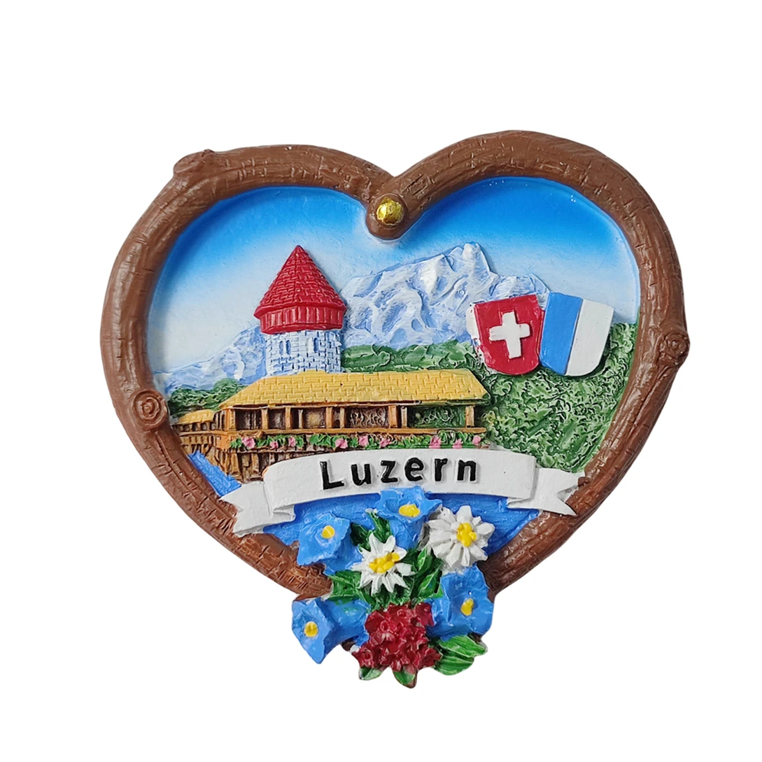 Lucerne Switzerland 3D Fridge Magnet Souvenir Gift,Resin Handmade Luzern Refrigerator Magnet Home Decoration Collection