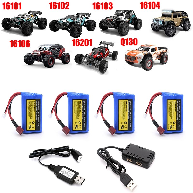 7.4V 2500mAh 18650 Lipo Battery for SCY 16101 16102 16103 16104 16104  RC Car Parts 2s 7.4v battery For JJRC Q130