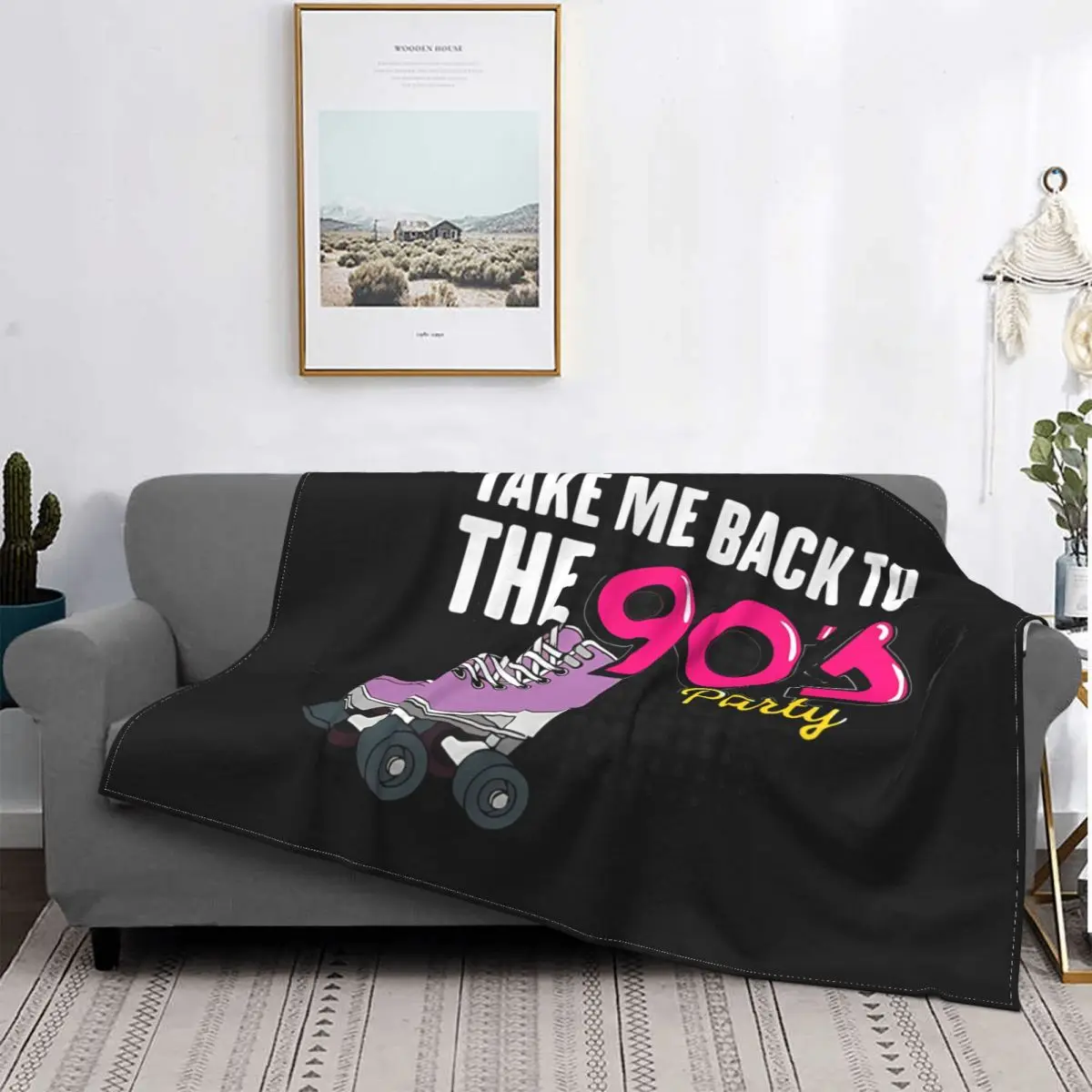 Back To The 90s Cartoon Blanket Fleece Flannel All Season Breathable Super Warm Thin Black Throw Blankets For home Rug Piece