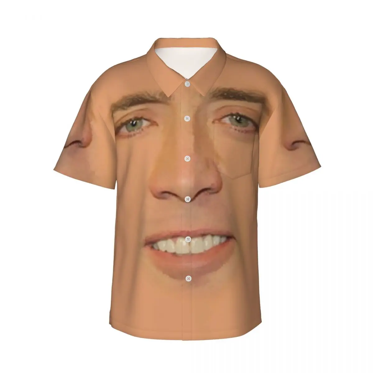 

Nicolas Cage Full Face Men's Shirts Hawaiian Short Sleeve Shirt Fashion Lapel Tops for Summer Beach