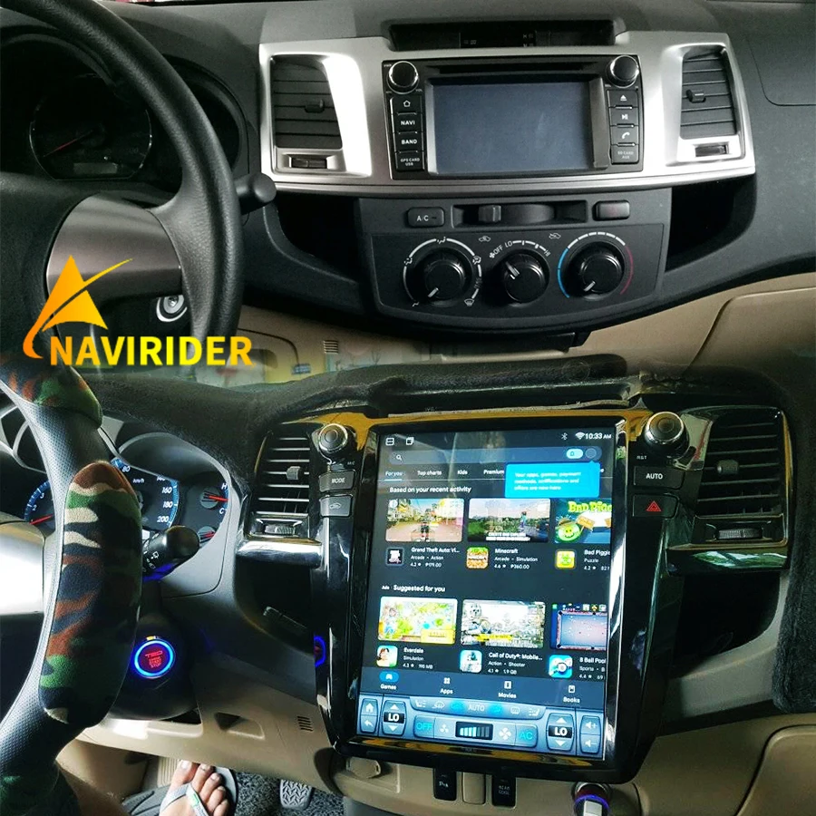 Multimedia estéreo con pantalla táctil de 12,1 pulgadas para Toyota Hilux Srv 2010 Fortuner 2014 Radio Android 14 GPS Carplay reproductor de vídeo para coche