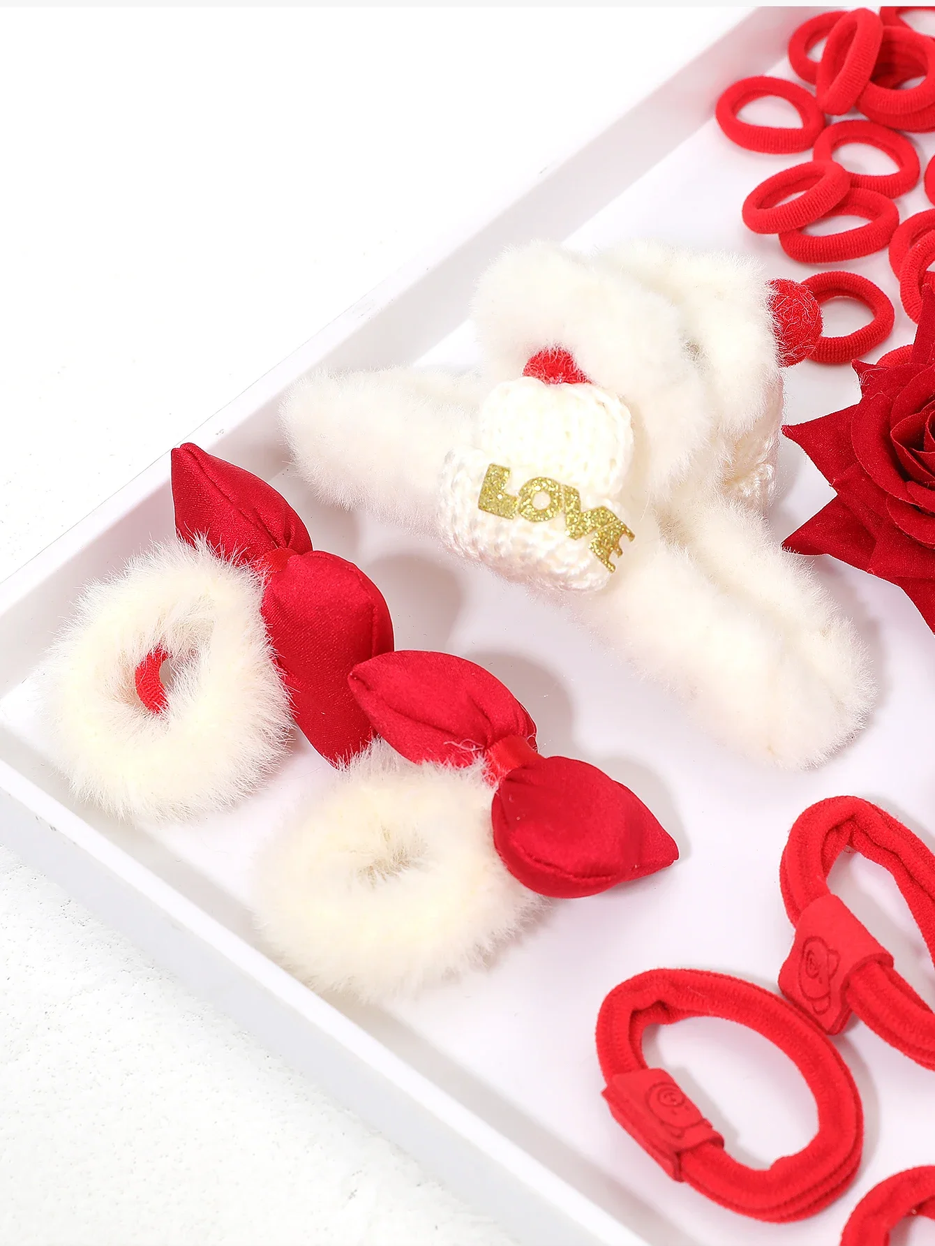 Satu Set Cincin Rambut Jempol, Cincin Rambut Busur, Jepit Rambut Natal, Cocok untuk Gadis Kecil