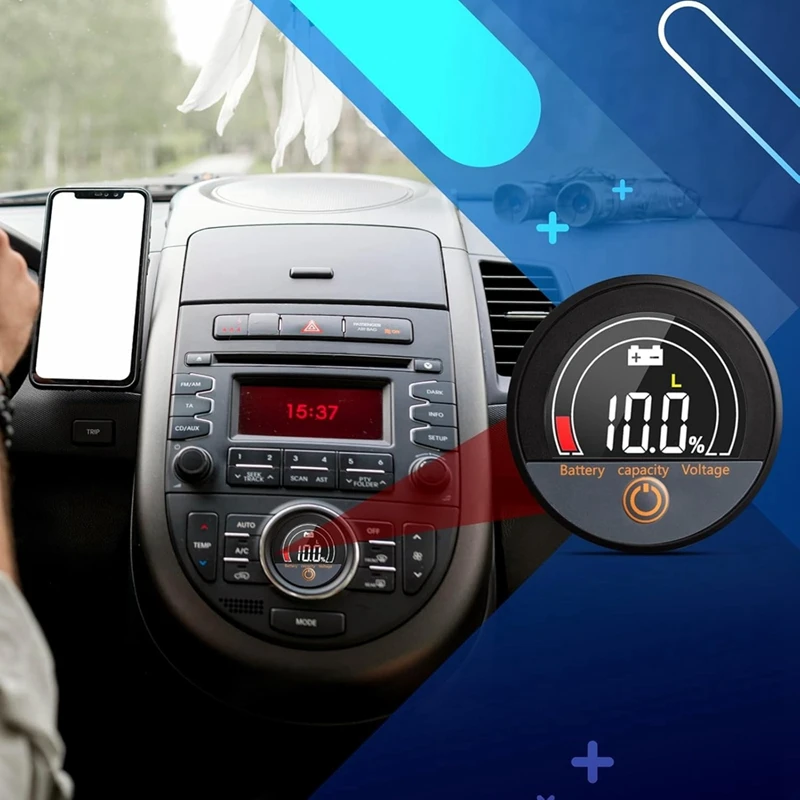 Medidor de voltaje de capacidad de batería IP67 resistente al agua ABDJ-12V 24V 48V 60V 84V con retroiluminación LCD y alarma de bajo voltaje para litio