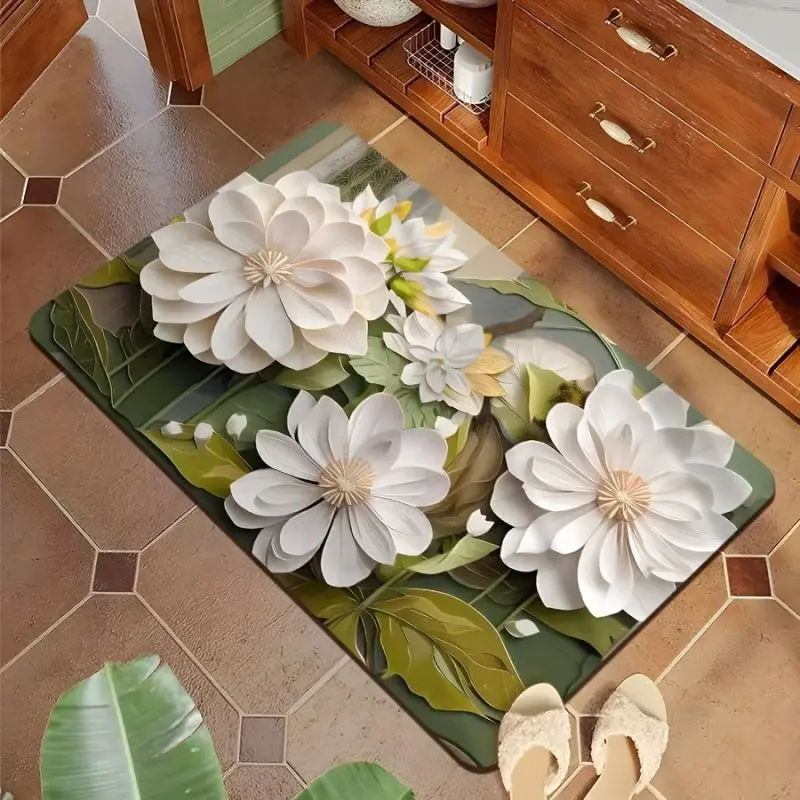 3d Flora Pattern Bath Mat Super Absorbent Kitchen Diatom Mud Rugs Home Room Decor Non Slip Bathroom Entrance Carpet Quick Drying