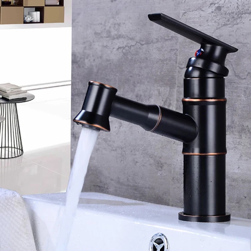 

Bathroom Sink Faucet Basin Faucet Black Faucet Single Handle Hole Deck Vintage Wash Hot Cold Mixer Tap Crane 8785