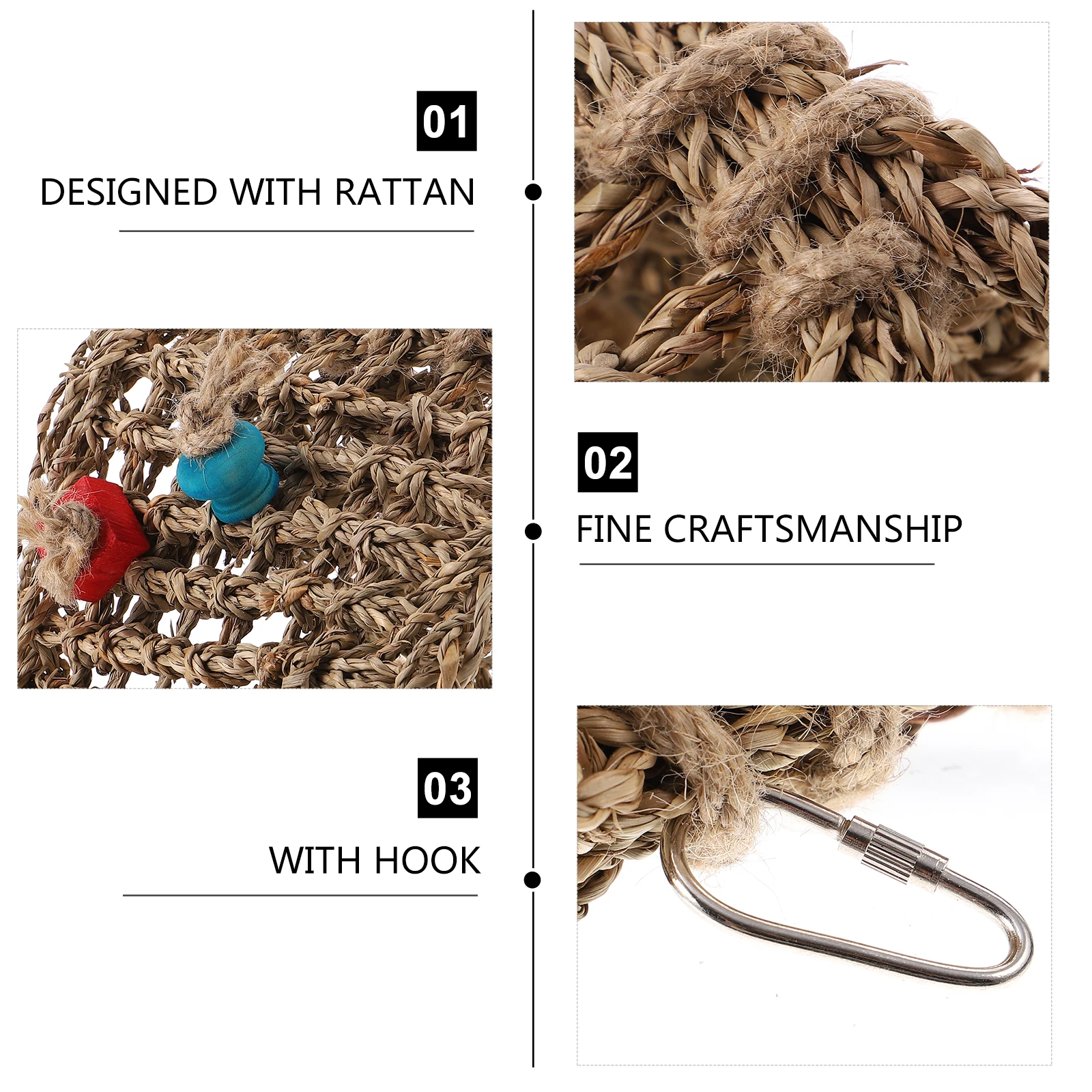 

Rustic Rattan Hammock Parrot Swing Bed Cage Pet Sleeping Swing Quick Dry Lightweight Easy Install For Parakeets Accessories Bird