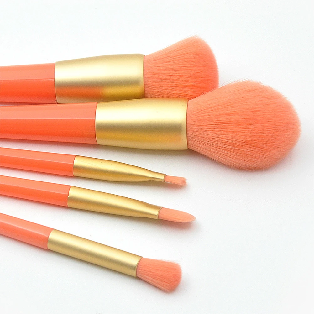 5 Stück in 1 Set Orange Professionelles Haar-Make-up-Set Tragbares Kegelform-Make-up-Werkzeug-Set mit Kunststoffgriff