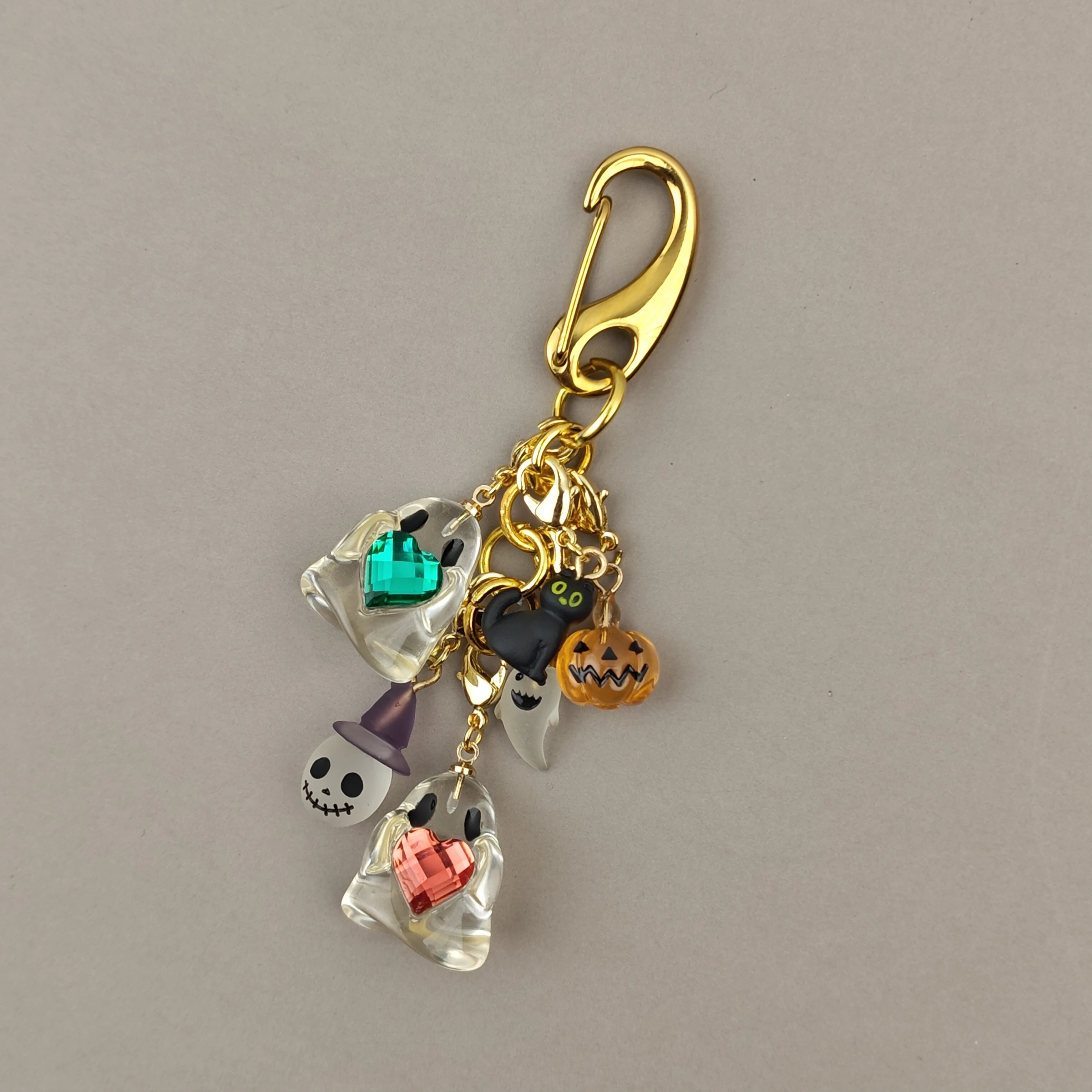Halloween Resin Keychain Pumpkin Ghost Black Cat Creative Pendant Bag Charm Ornament Accessories