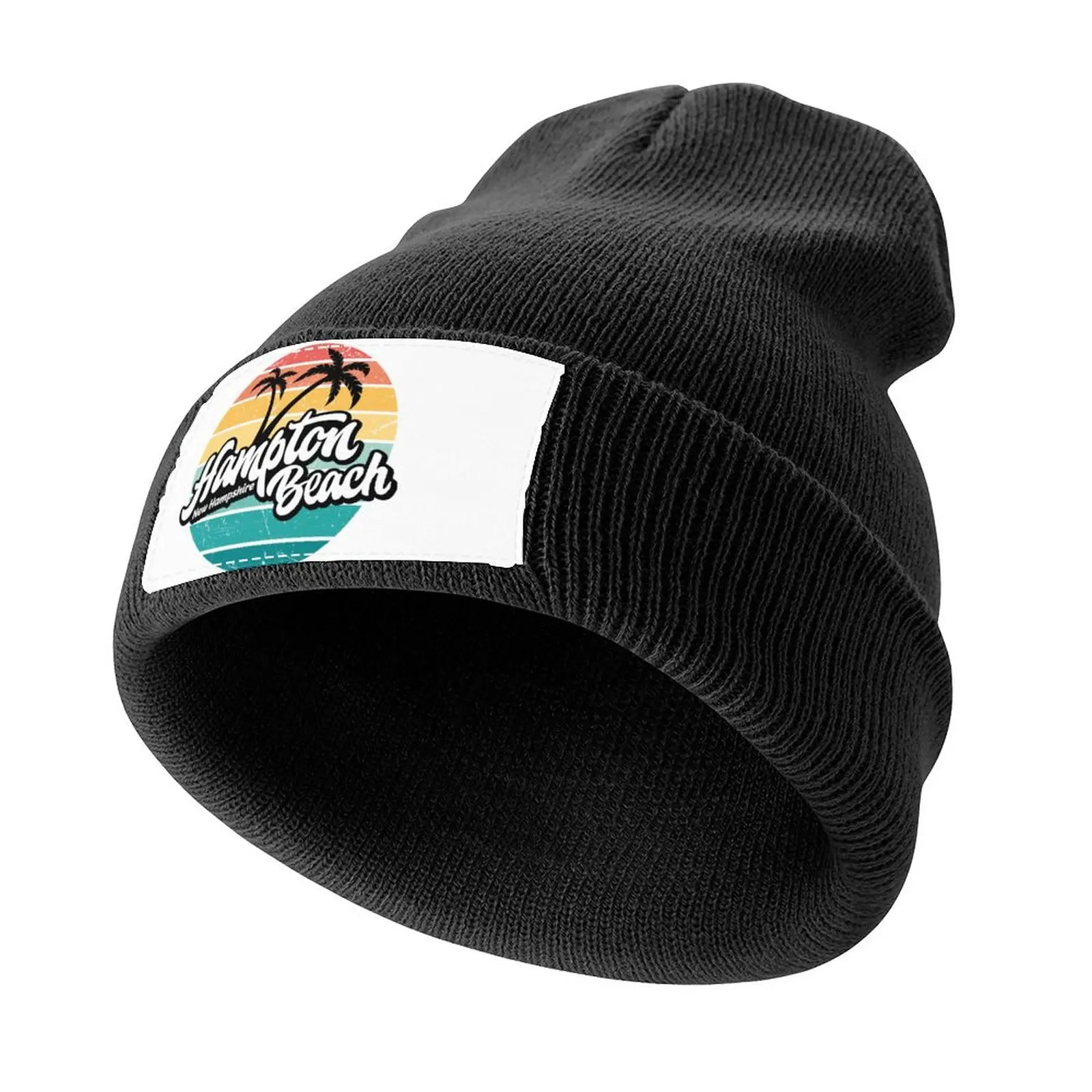 

Hampton Beach New Hampshire retro sunset Knitted Cap Thermal Visor Trucker Hat Beach Outing For Women 2025 Men's