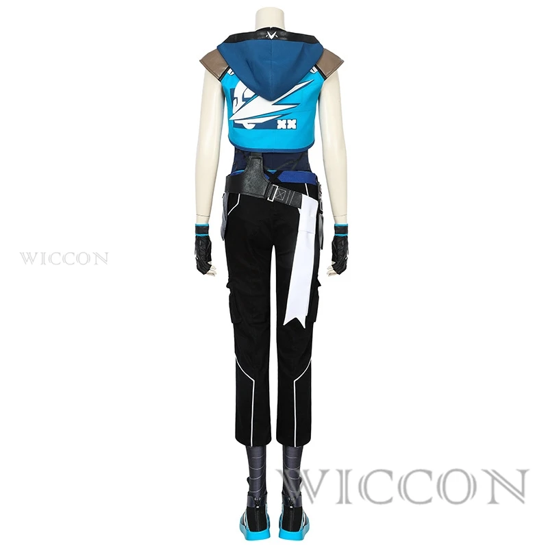 Valorant Jett Cosplay Costume pour femme, perruque femme, chaussures de jeu de rôle, tenues d'Halloween, vêtements de fête de carnaval, Marksman trempé