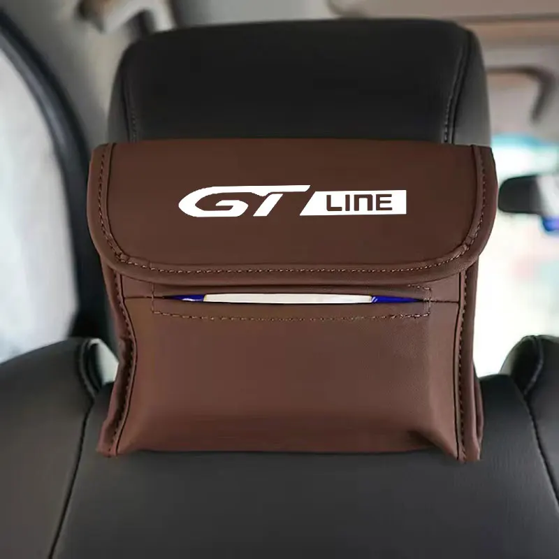 Car Leather Tissue Bag Car Backseat Tissue Case Storage For Peugeot gtline GT LINE 508 5008 3008 208 2008 308 Car