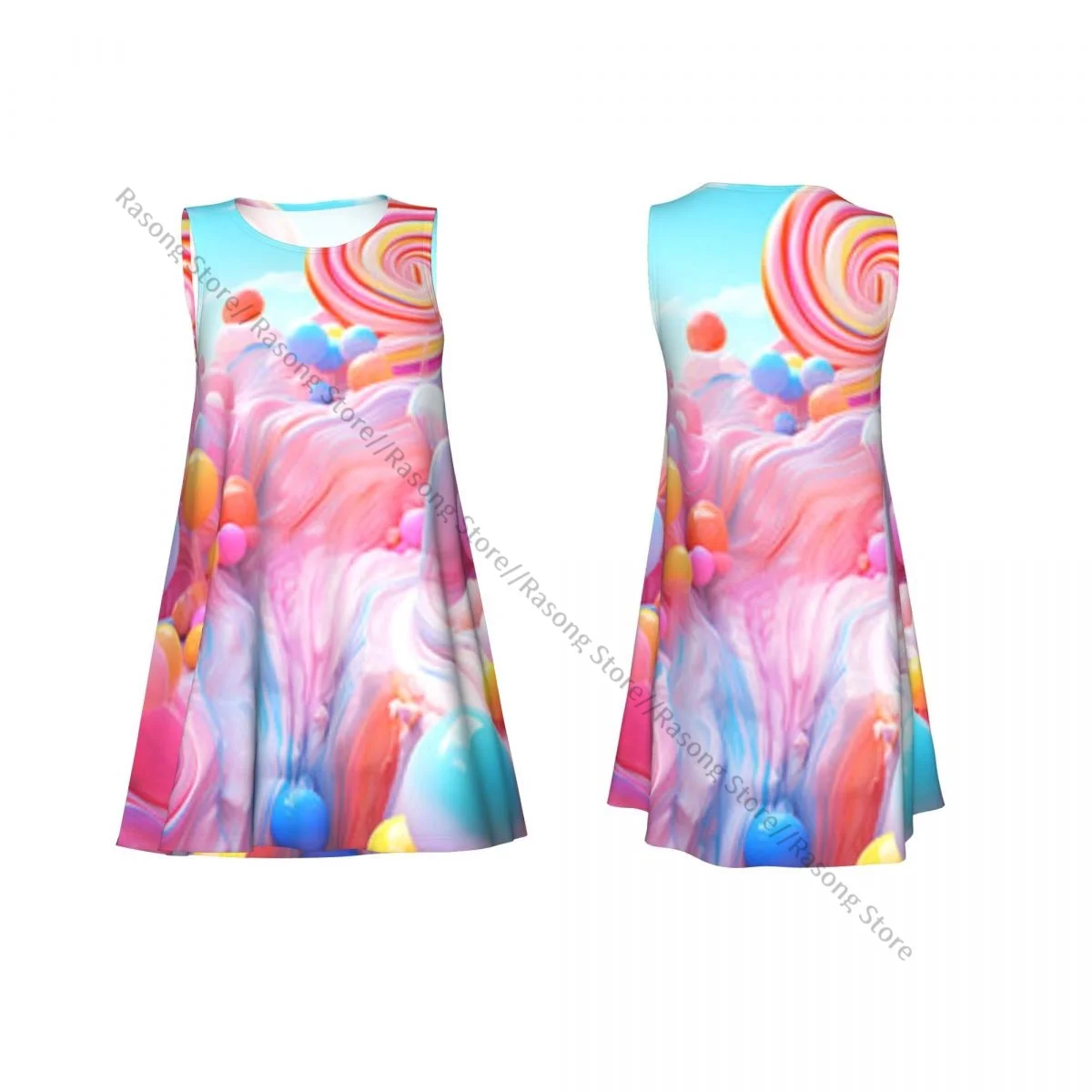 女性のドレス夏カジュアル T シャツドレスビーチカバーアップ甘いキャンディーカラフルなタンクドレス
