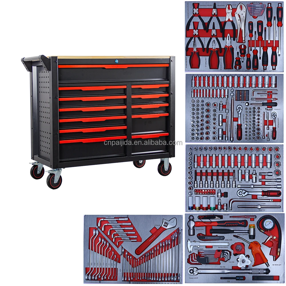 

Industrial Steel Tool Cabinet Drawers Keyed Lock OEM Customizable Iron European Style 300kg Load Capacity Garage/Workshop