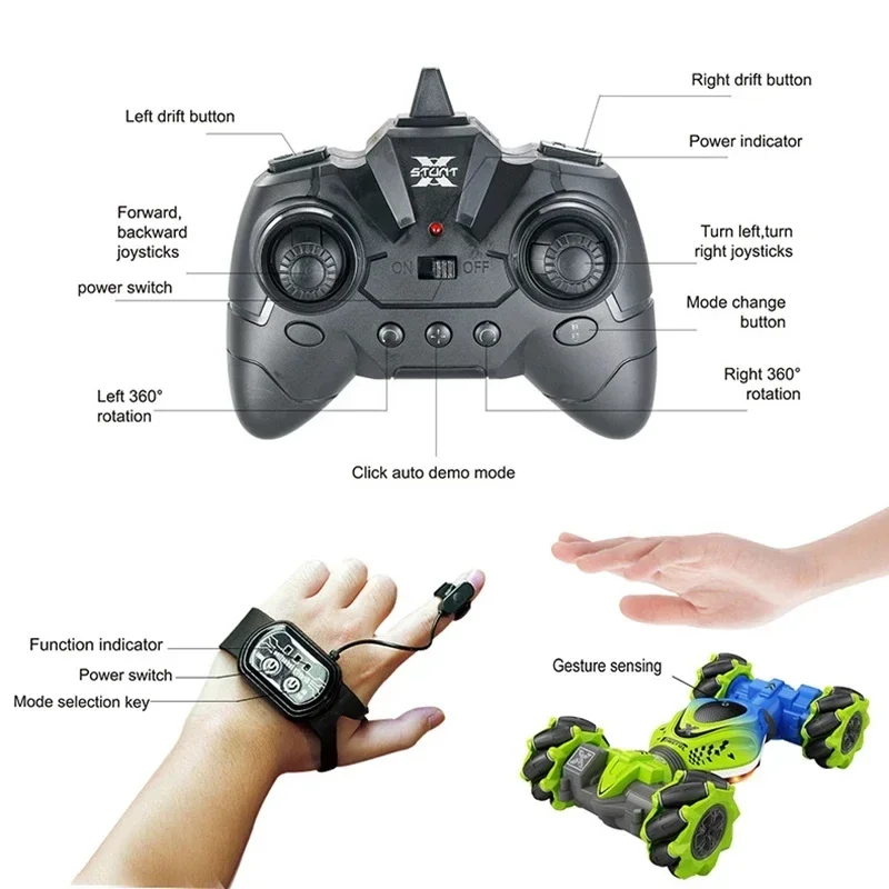 4WD RC Car Toy 2.4G Radio Remote Control Cars RC Watch Gesture Sensor Rotation Twist Stunt Drift Vehicle Toy for CHildren Kids