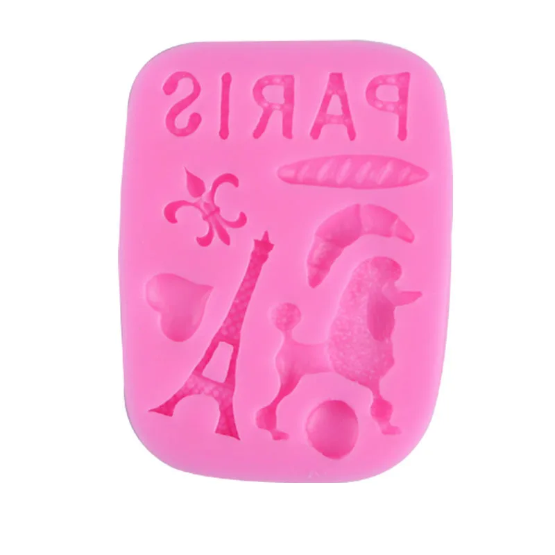 English Letters Paris Eiffel Tower Poodle Modeling Silicone Mold DIY Baking Brickearth Silicon Mould 15-279