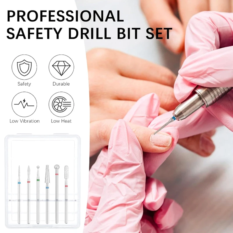 6/8 pçs diamante arte do prego arquivo elétrico brocas polimento cabeça de moagem manicure pedicure máquinas ferramenta acessórios conjunto