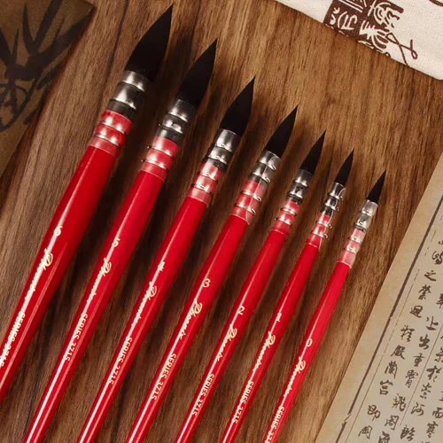 Imagen 2 del producto Phoenix-pincel de pintura de acuarela de punta redonda regordeta roja, pluma para forro de pelo mezclado con fuerte absorción de agua, no es fácil de sacudir el cabello