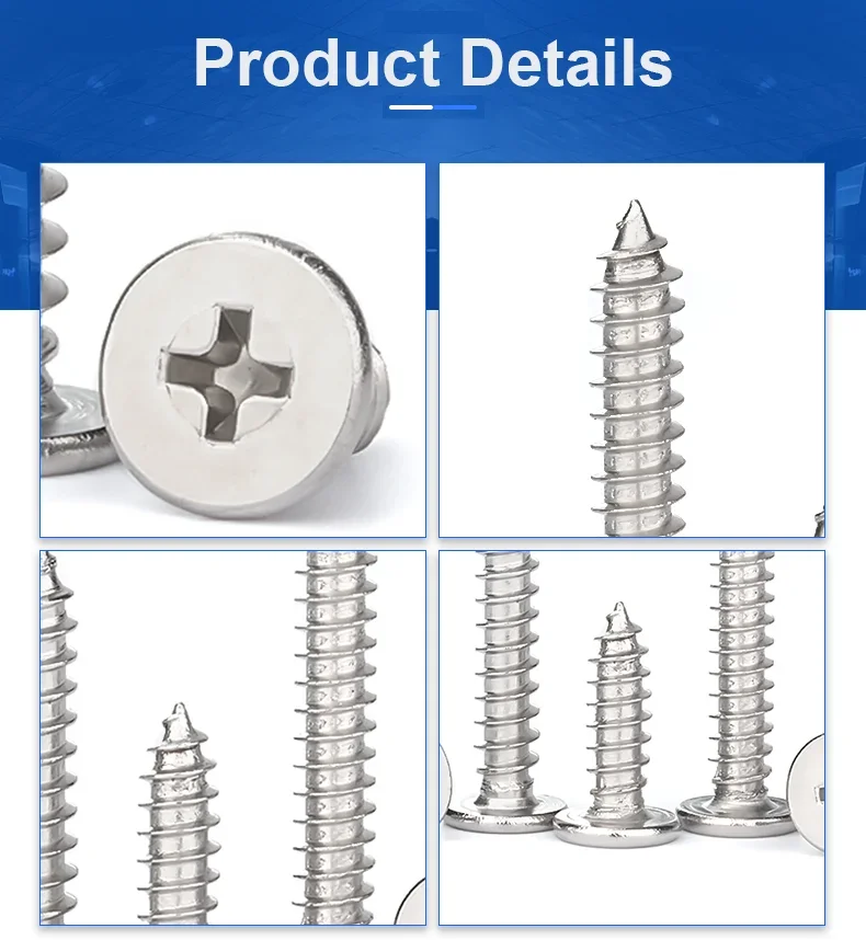 304 A2 acciaio inossidabile M2 M2.3 M2.6 M3 M3.5 M4 M5 M6 croce Phillips Super Ultra sottile testa piatta Wafer vite autofilettante per legno