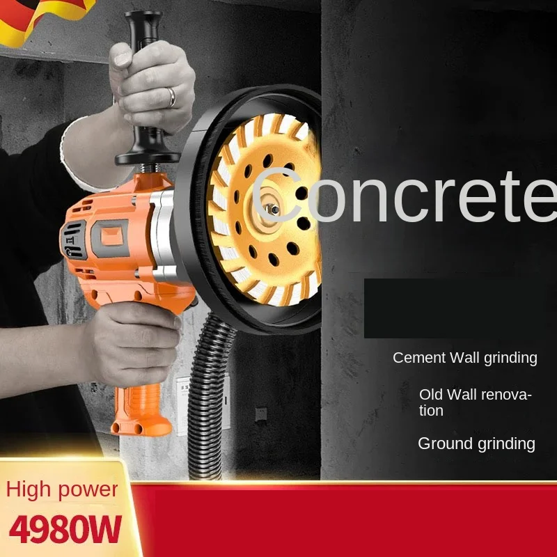 Amoladora de hormigón de alta potencia, máquina pulidora eléctrica multifuncional, 4980W, para pared y suelo
