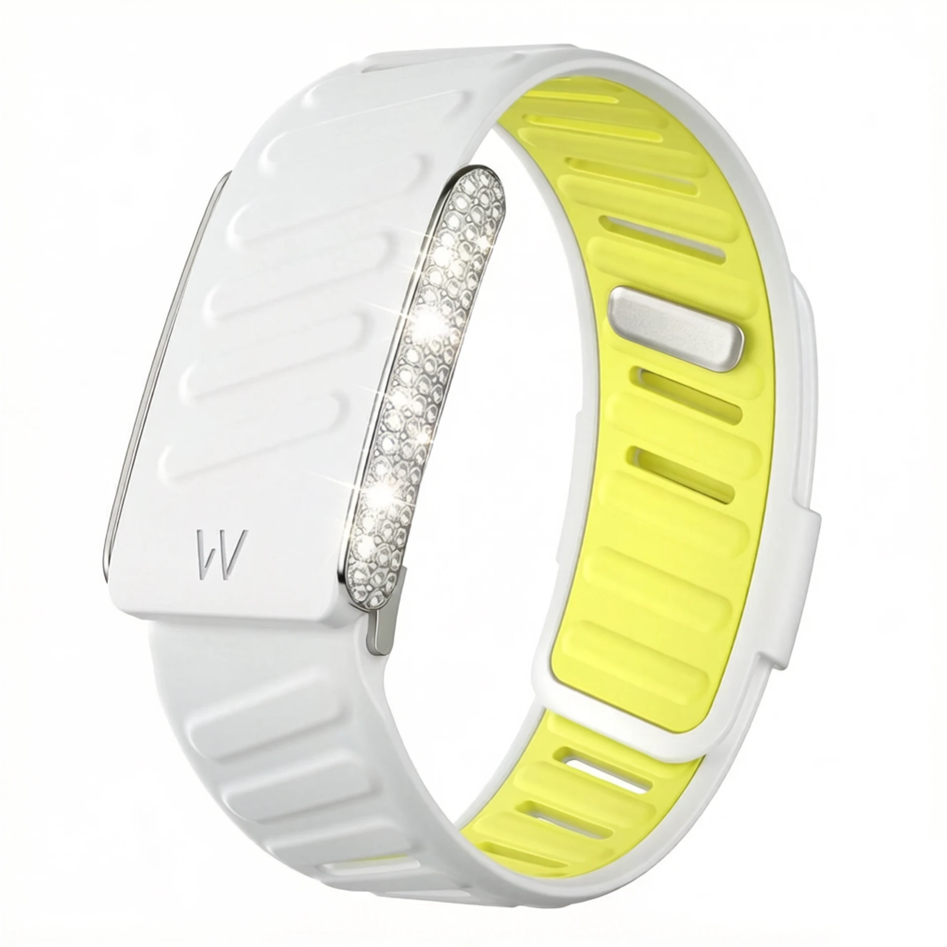 Suitable for Whoop 5.0 silicone strap sports replacement wristband with silver metal U-shaped frame full of diamonds, it is a sh
