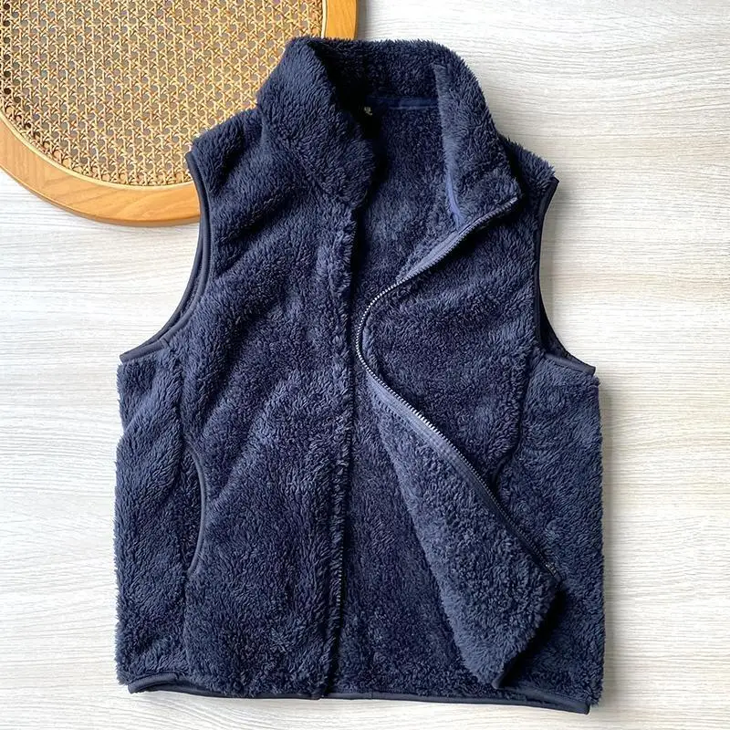 

Men's Fce Lined Vest Svel Stand Collar Warmth Adding Outerwear for Autumn Winter Faionable Youth Sle Thiened