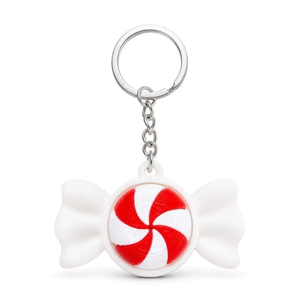 Love Heart Christmas Series Clicker Keychain Christmas Tree Candy Cane Special Shape Keycap Pendant Christmas Hat