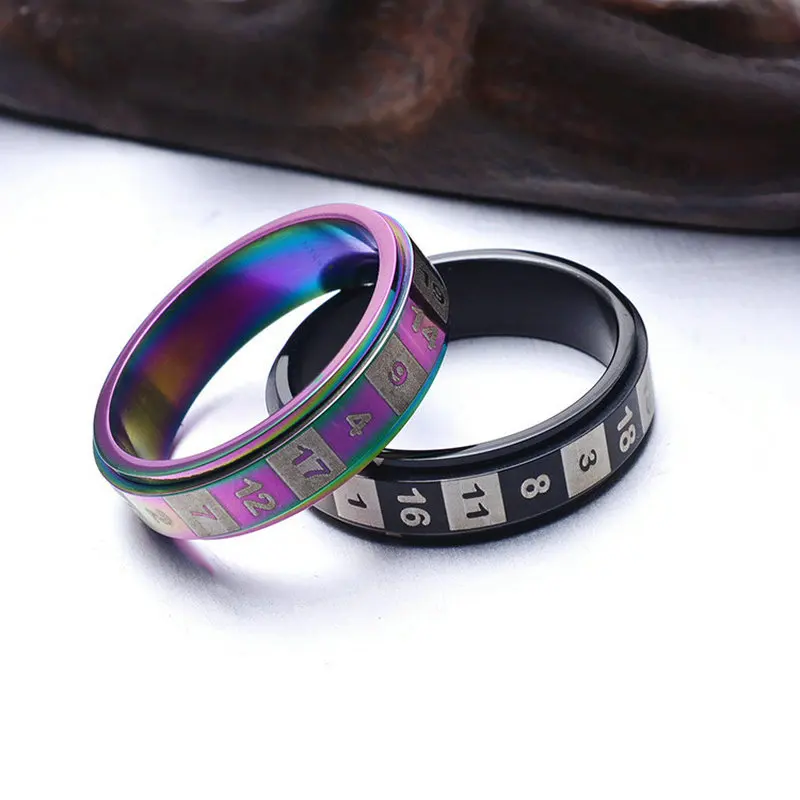 Digital Color Rotatable Couple Rings Stainless Steel Adjustable Band Wedding Band Rings for Men And Women
