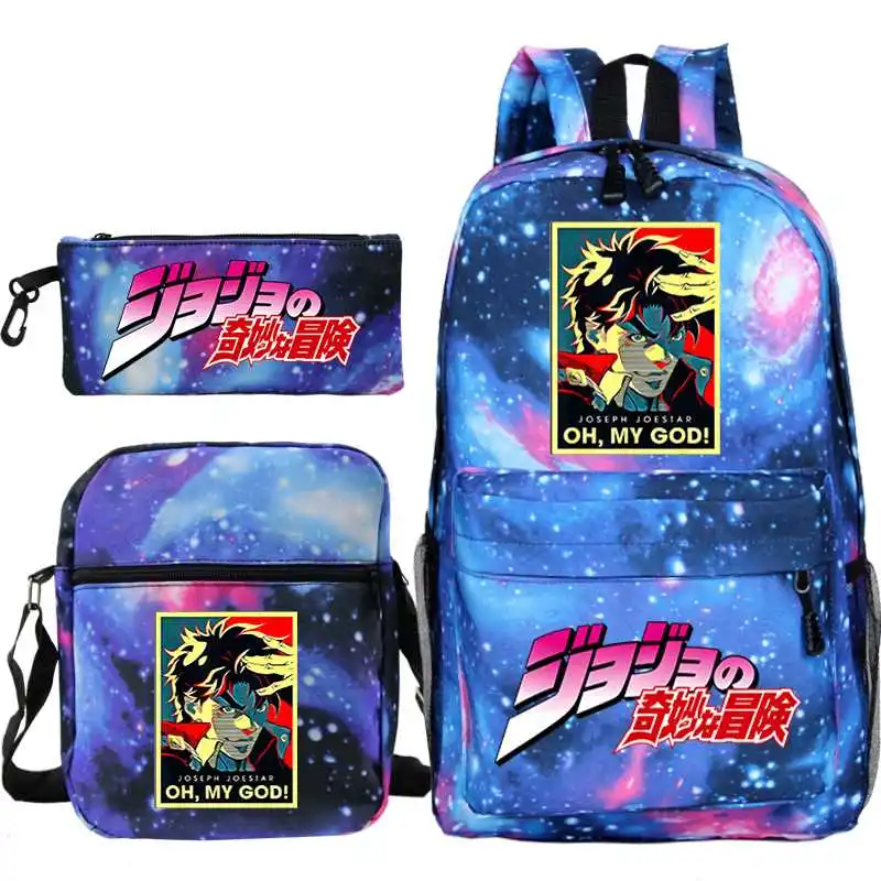 

Anime Jojo Bizarre Adventure Bacpacks Students School Backpack Boys Girls School Bags Teens Travel Mochila Men 3 Sets Backpack