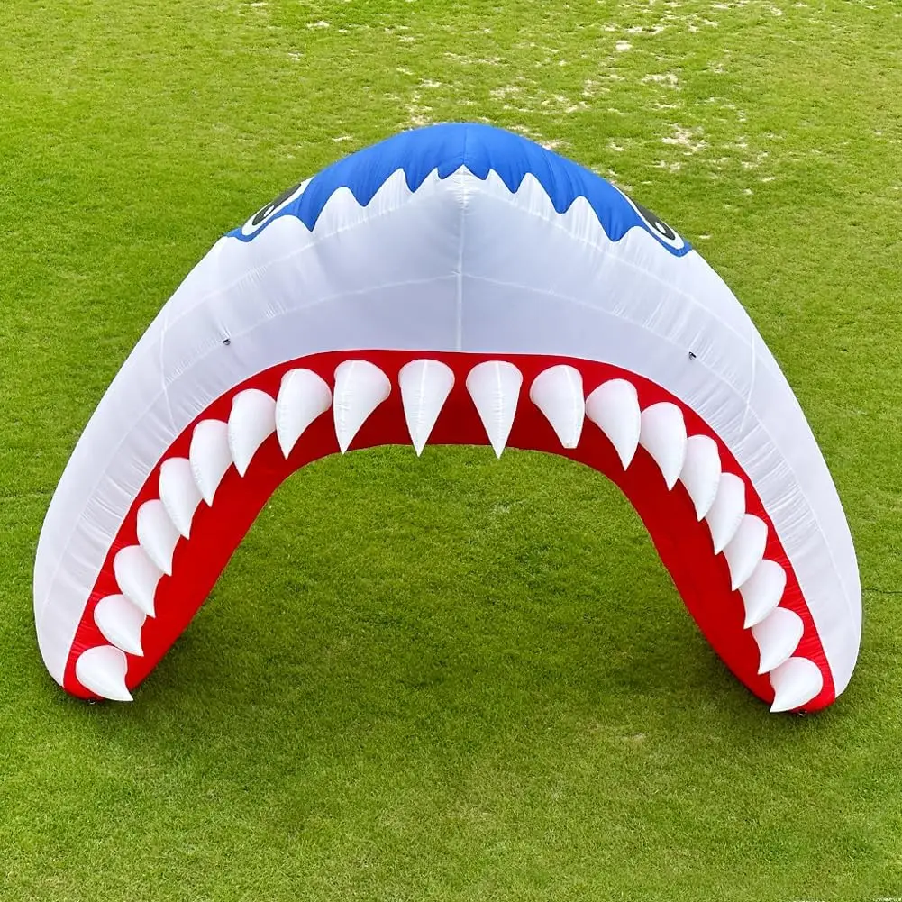 Arco de boca de tiburón inflable, entrada de tiburón inflable de 13 pies con soplador para escenario, evento, fiesta de cumpleaños, decoración temática del océano