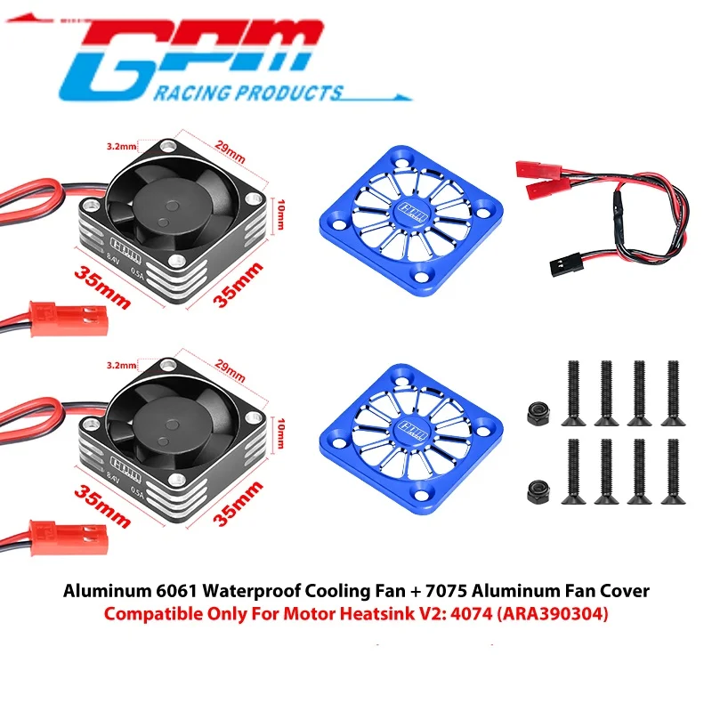 GPM MTV6018FAN 6061 Alloy High Speed 35X10mm Cooling Fan 20000 RPM For ARRMA 1/7 Talion 6S EXB / Kraton V6 EXB / Noto RC Upgrade