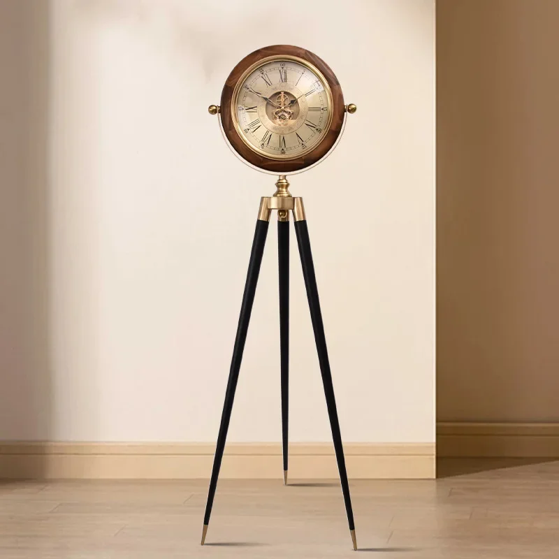 Floor Desk Clock Luxury Silent Standing Clocks Solid Wooden Antique Clock for Living Room Nordic Retro Interior Accessories